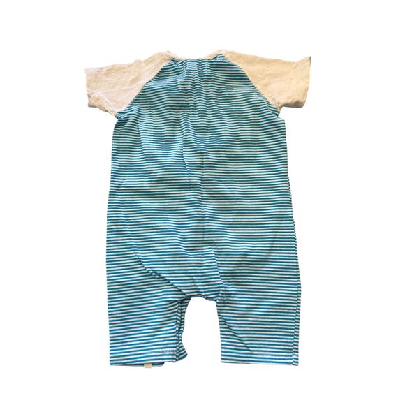 Me & Henry Baby White/Blue Stripe Afloat Raglan Romper Size 12-18M - Picture 2 of 5
